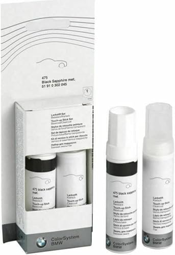 BMW Lackstift-Sets in Wagenfarbe mit Klarlack 2x 12 ml Ausbesserungsstift Schwarz Weiß Grau Silber (White silver met) von BMW