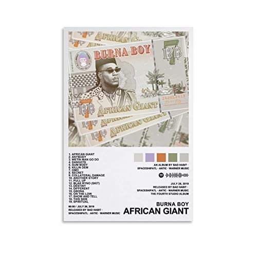 Burna Boy – Afrikanische riesige Leinwand-Poster, Wandkunst, Schlafzimmer, Büro, Zimmer, Dekoration, Geschenk, ohne Rahmen, 30 x 45 cm von BMXRX