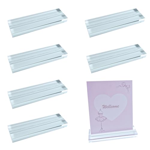 BMZXCH 6 Stück Kartenhalter Tisch Kartenständer Hochzeit Transparent Acryl Fotohalter Tischkartenhalter Acryl Postkartenhalter Tisch Menükartenhalter für Restaurants, Café, Hochzeiten (10 x 3 x 1 cm) von BMZXCH