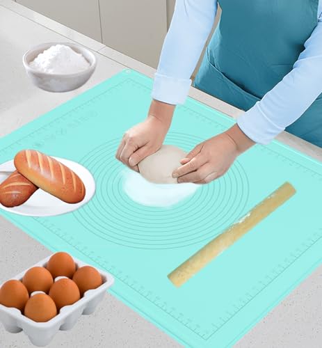 Backunterlage, 70x50 cm Silikonmatte Backen Teigmatte Silikon Unterlage Teig Groß mit Hohem Rand, Rutschfeste Antihafte Teigunterlage Backmatten mit Messung für Teigmatte, Pizza Matte, Platzdeckchen von BMZXCH
