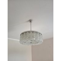 J.t Kalmar Drum Chandelier Röhrenglas & Chrom/Vintage Glas Hängelampe/Mid Century Chrom Deckenlampe/Made in Austria/1960 von BMvintageArt