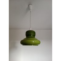 Vintage Grünes Glas Pendellampe/Space Age Hängelampe Hängelampe/Mid Century Deckenleuchte/Mcm Moderne Beleuchtung/1970Er Jahre Licht von BMvintageArt