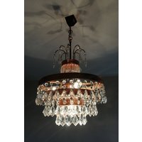 Vintage Kristall Kronleuchter/ Mid Century Kronleuchter/Vintage Hängelampe/ Mcm Beleuchtung/ Made in Jugoslawien/ 1950Er Jahre Vintage Kristall Kronleuchter/ Mid Century Kronleuchter/Vintage Hängelampe/ Mcm Beleuchtung/ Made in Jugoslawien/ 1950Er Jahre von BMvintageArt