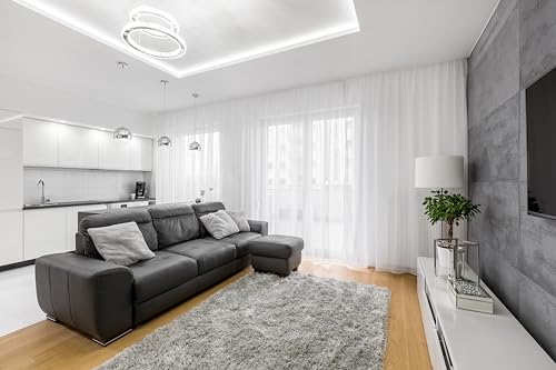 Fertiggardine aus hochwertigem, lichtdurchlässigem und halbtransparentem Uni Voile Stoff in Weiß - Pflegeleicht und Oeko-Tex 100 Zertifiziert für hohe Qualität (H245 x B600 cm (1er Pack)) von BN Gardinen