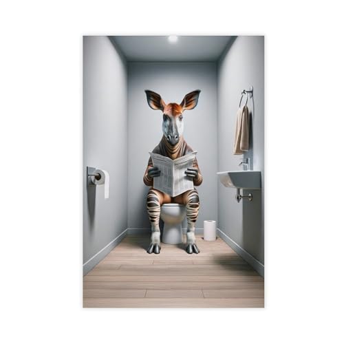BNCEDJK Foto eines Okapi, der die Zeitung auf der Toilette liest, Leinwand-Poster, Schlafzimmer, Dekoration, Landschaftsdekoration, Geschenk, 30 x 45 cm BNCEDJK Foto eines Okapi, der die Zeitung auf der Toilette liest, Leinwand-Poster, Schlafzimmer, Dekoration, Landschaftsdekoration, Geschenk, 30 x 45 cm von BNCEDJK