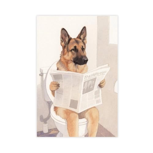BNCEDJK Leinwandposter Deutscher Schäferhund, der die Zeitung in der Toilette liest, Schlafzimmer, Dekoration, Landschaftsdekoration, Geschenk, 30 x 45 cm BNCEDJK Leinwandposter Deutscher Schäferhund, der die Zeitung in der Toilette liest, Schlafzimmer, Dekoration, Landschaftsdekoration, Geschenk, 30 x 45 cm von BNCEDJK