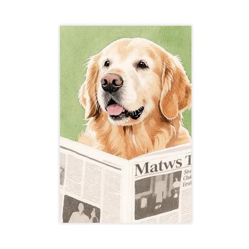 BNCEDJK Leinwandposter Golden Retriever liest die Zeitung, Wandkunstdruck, Bild, Gemälde, 20 x 30 cm BNCEDJK Leinwandposter Golden Retriever liest die Zeitung, Wandkunstdruck, Bild, Gemälde, 20 x 30 cm von BNCEDJK