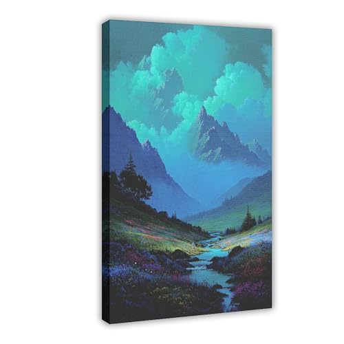 BNCEDJK Leinwandposter mit türkisem Tal, Schlafzimmer, Landschaftsdekoration, Geschenk, 20 x 30 cm von BNCEDJK