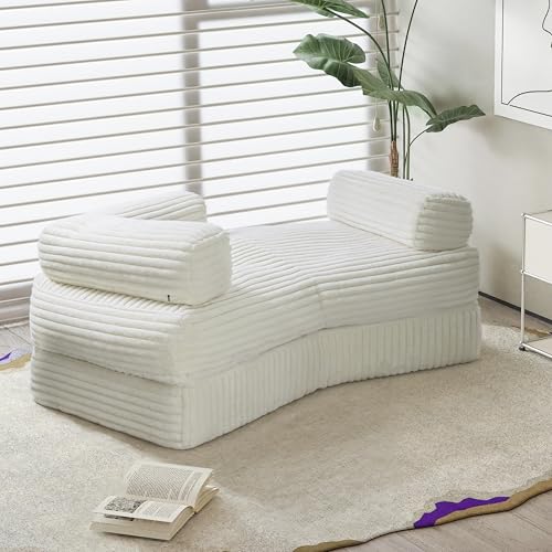 BNCKTRD Ecksofa Eckcouch Wohnlandschaft mit Schlaffunktion Cord Big Schlafsofa Couch für Wohnzimmer und Schlafzimmer，Gepolstert Chaiselongue Bettsofa Beige von BNCKTRD