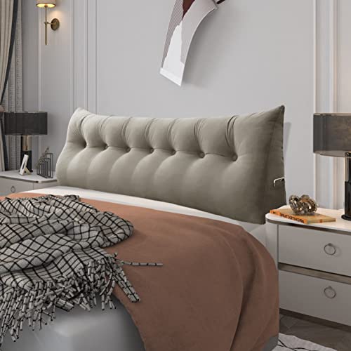 BNCKTRD Keilförmiger Kopfkissen Schlafzimmer Lesekissen Rückenstütze beim Sitzen im Bett Ergonomisches Lumbarkissen Körperpositionierung Bettkissen Samt Bezug 200CM Beige von BNCKTRD