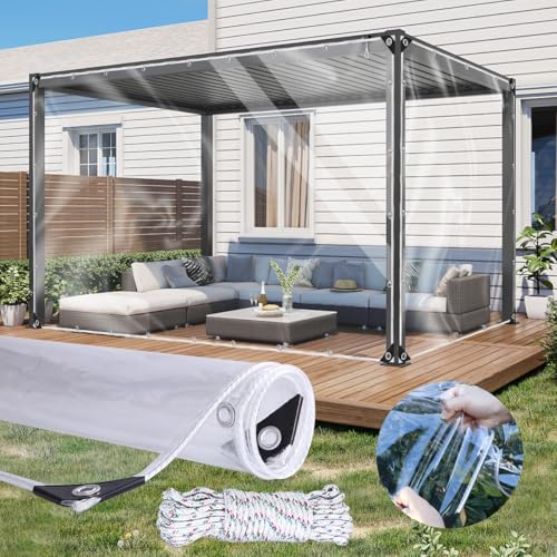 Transparente Plane mit Ösen, wasserdichte Eva Plane 0.30mm Abdeckplane 1x2M Durchsichtig Plane Wetterfeste Reißfest 300 g/m² für Außen Vorhänge Pavillon Carport Dach Terrassen Gewächshäuser von BNDDUP