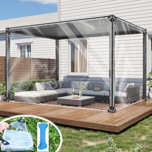 Transparente Plane mit Ösen, wasserdichte PVC Plane 0.55mm Abdeckplane 2×3.6M Durchsichtig Plane Wetterfeste Reißfest 620 g/m² für Außen Vorhänge Pavillon Carport Dach Terrassen Gewächshäuser von BNDDUP