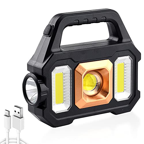 BNGXR LED Taschenlampe Solar, Campinglampe Solar mit 6 Modi, IPX4 Wasserdicht 2500 Mah Handscheinwerfer Mini Tragbarer Flashlight mit Powerbank für Camping, Wandern, Notfall von BNGXR