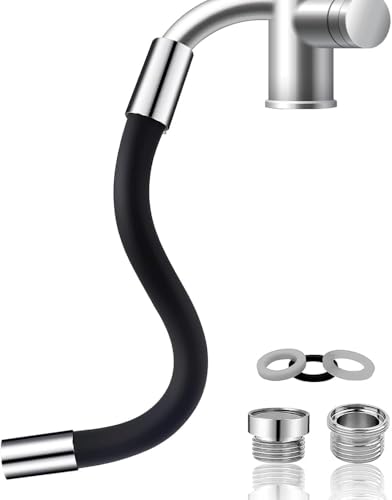 BNGXR Wasserhahn Verlängerung, 360°Drehbarer Wasserhahn Verlängerung Küche, Verdicktes Silikon Ummantelt Schwenkbarer mit Schlauch, 30cm Wassersparaufsatz für Bad Küchenarmatur Düse Filter Adapter von BNGXR