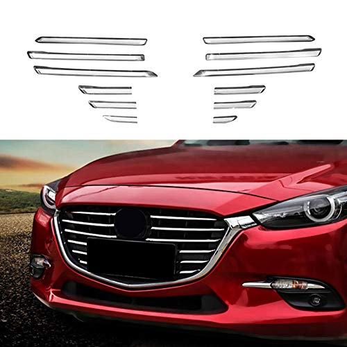 BNHHB ABS Chrom Kühlergrill Grill Leisten Blenden für Mazda 3 M3 Axela 2017 2018, Auto Grille Zubehör von BNHHB