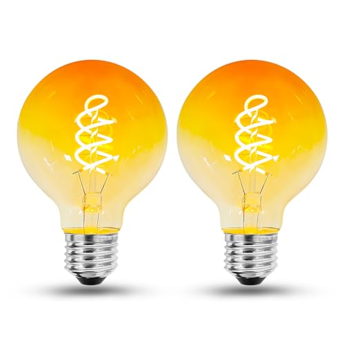 BNITITU Edison LED Vintage Glühbirne, Dimmbar Glühbirne E27 4W LED Warmweiss, Vintage Edison Dimmbar lampe E27 Ideal für Nostalgie und Retro Beleuchtung - orange Farbe - 2 Stück（G80 CS） von BNITITU