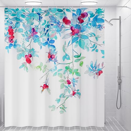 BNIVIAM Duschvorhang mit 12 Haken, Polyester 180 x 200cm Waschbar, Wasserdicht und Trocknet Schnell Anti-schimmel Badewanne Vorhang für Badezimmer(Myrica Rubra) von BNIVIAM