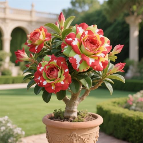 Wüstenrosen zum Anpflanzen/Herbstpflanzung für Frühlingsschönheit/Mehrjährig winterhart,gedeiht in Töpfen/(Wüstenrosenzwiebeln)-5rhizome-E von BNJKYUOKW