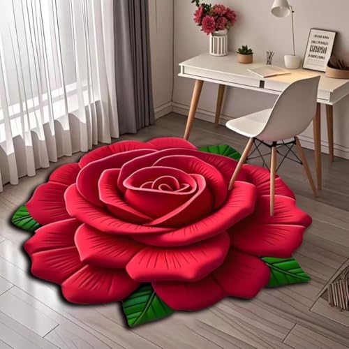 BNMKYTWASJP 3D-Blumen-Fußmatte, saugfähig, rutschfest, schnell trocknend, Fußmatte, Wohnzimmersofa, Couchtisch, Teppich (A-03, 100 x 100 cm) von BNMKYTWASJP