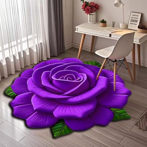 BNMKYTWASJP 3D-Blumen-Fußmatte, saugfähig, rutschfest, schnell trocknend, Fußmatte, Wohnzimmersofa, Couchtisch, Teppich (A-04,40 x 40 cm) von BNMKYTWASJP