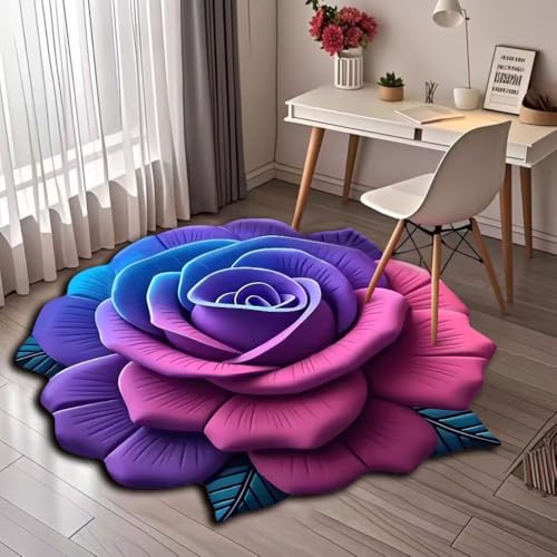 BNMKYTWASJP 3D-Blumen-Fußmatte, saugfähig, rutschfest, schnell trocknend, Fußmatte, Wohnzimmersofa, Couchtisch, Teppich (A-05,80 x 80 cm) von BNMKYTWASJP