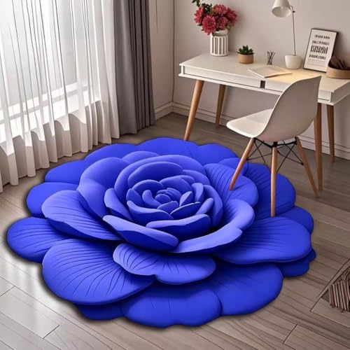 BNMKYTWASJP 3D-Blumen-Fußmatte, saugfähig, rutschfest, schnell trocknend, Fußmatte, Wohnzimmersofa, Couchtisch, Teppich (A-06, 100 x 100 cm) von BNMKYTWASJP