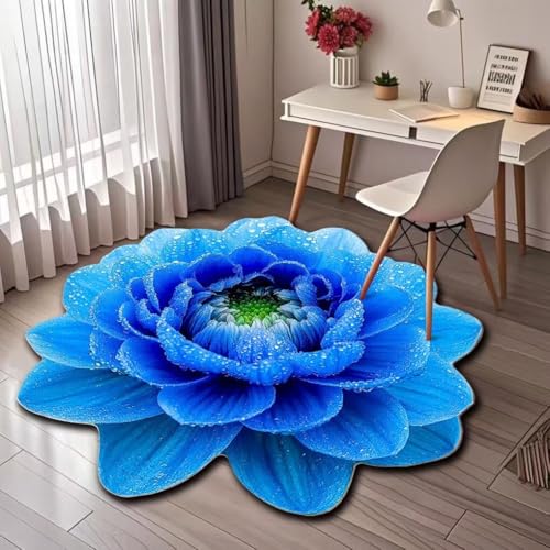 BNMKYTWASJP 3D-Blumen-Fußmatte, saugfähig, rutschfest, schnell trocknend, Fußmatte, Wohnzimmersofa, Couchtisch, Teppich (A-08,60 x 60 cm) von BNMKYTWASJP