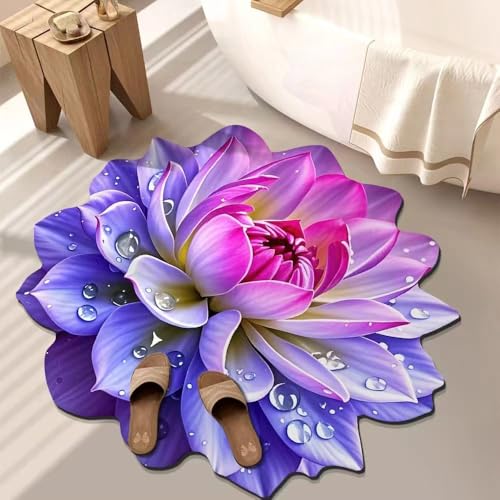 BNMKYTWASJP 3D-Blumen-Kristall-Samt-Bodenmatte, Wohnzimmerdecke, Ankleidezimmer, dekorative Matte, Schlafzimmer-Teppich (A-01,60 x 60 cm) von BNMKYTWASJP