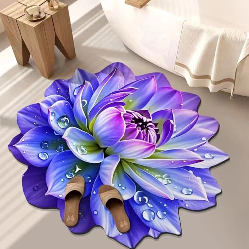 BNMKYTWASJP 3D-Blumen-Kristall-Samt-Bodenmatte, Wohnzimmerdecke, Ankleidezimmer, dekorative Matte, Schlafzimmer-Teppich (A-011,70 x 70 cm) von BNMKYTWASJP