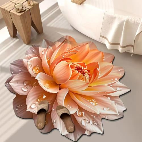BNMKYTWASJP 3D-Blumen-Kristall-Samt-Bodenmatte, Wohnzimmerdecke, Ankleidezimmer, dekorative Matte, Schlafzimmer-Teppich (A-02,70 x 70 cm) von BNMKYTWASJP