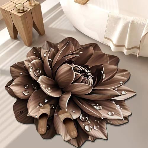 BNMKYTWASJP 3D-Blumen-Kristall-Samt-Bodenmatte, Wohnzimmerdecke, Ankleidezimmer, dekorative Matte, Schlafzimmer-Teppich (A-04,70 x 70 cm) von BNMKYTWASJP