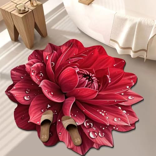 BNMKYTWASJP 3D-Blumen-Kristall-Samt-Bodenmatte, Wohnzimmerdecke, Ankleidezimmer, dekorative Matte, Schlafzimmer-Teppich (A-05,70 x 70 cm) von BNMKYTWASJP