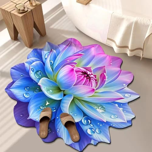 BNMKYTWASJP 3D-Blumen-Kristall-Samt-Bodenmatte, Wohnzimmerdecke, Ankleidezimmer, dekorative Matte, Schlafzimmer-Teppich (A-06,70 x 70 cm) von BNMKYTWASJP