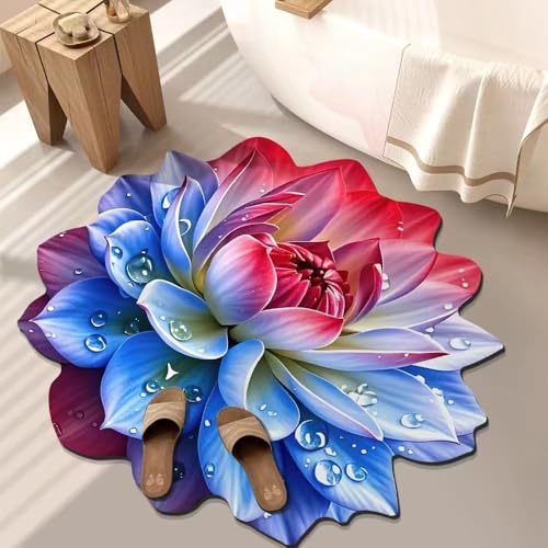 BNMKYTWASJP 3D-Blumen-Kristall-Samt-Bodenmatte, Wohnzimmerdecke, Ankleidezimmer, dekorative Matte, Schlafzimmer-Teppich (A-07,80 x 80 cm) von BNMKYTWASJP