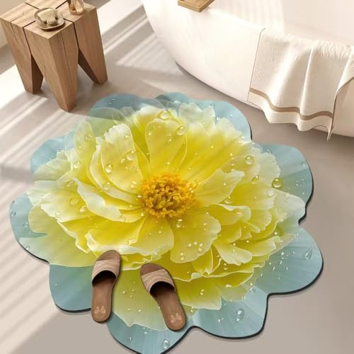BNMKYTWASJP 3D-Blumen-Teppich, Badezimmer-Fußmatte, Badezimmertür, saugfähige und rutschfeste Fußmatte (A-07,40 x 40 cm) von BNMKYTWASJP