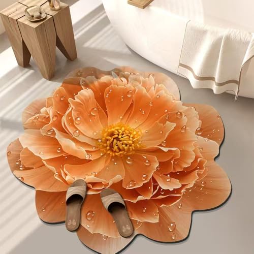 BNMKYTWASJP 3D-Blumen-Teppich, Badezimmer-Fußmatte, Badezimmertür, saugfähige und rutschfeste Fußmatte (A-08,40 x 40 cm) von BNMKYTWASJP