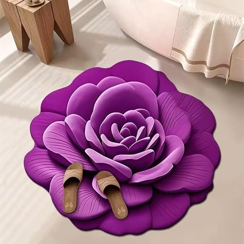 BNMKYTWASJP 3D-Blumenteppich, Badezimmer, wasserabsorbierend, rutschfest, schmutzabweisend, leicht zu pflegen (A-01, Einheitsgröße) von BNMKYTWASJP