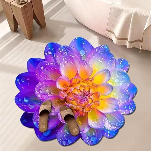 BNMKYTWASJP 3D-Blumenteppich, Badezimmer, wasserabsorbierend, rutschfest, schmutzabweisend, leicht zu pflegen (A-02, Einheitsgröße) von BNMKYTWASJP