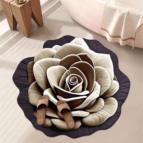 BNMKYTWASJP 3D-Blumenteppich, Badezimmer, wasserabsorbierend, rutschfest, schmutzabweisend, leicht zu pflegen (A-04, Einheitsgröße) von BNMKYTWASJP
