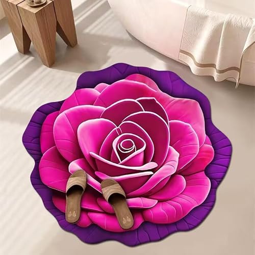 BNMKYTWASJP 3D-Blumenteppich, Badezimmer, wasserabsorbierend, rutschfest, schmutzabweisend, leicht zu pflegen (A-07, Einheitsgröße) von BNMKYTWASJP