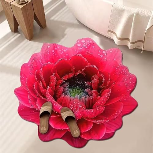BNMKYTWASJP 3D-Blumenteppich, Badezimmer, wasserabsorbierend, rutschfest, schmutzabweisend, leicht zu pflegen (A-13, Einheitsgröße) von BNMKYTWASJP