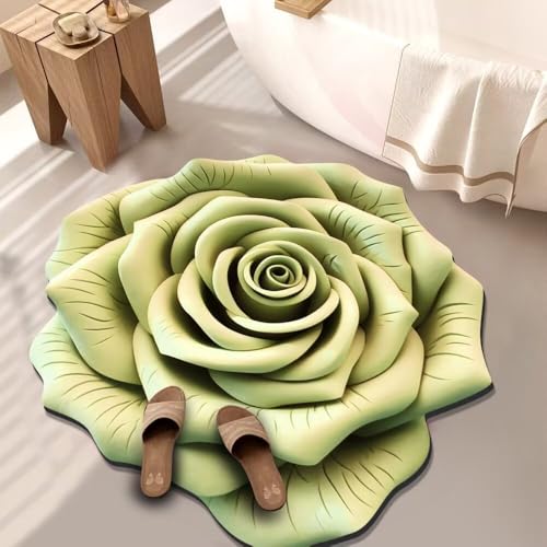 BNMKYTWASJP 3D-Bodenmatte aus Kristallsamt, große Blume, Badezimmertür (A-01,50 x 50 cm) von BNMKYTWASJP