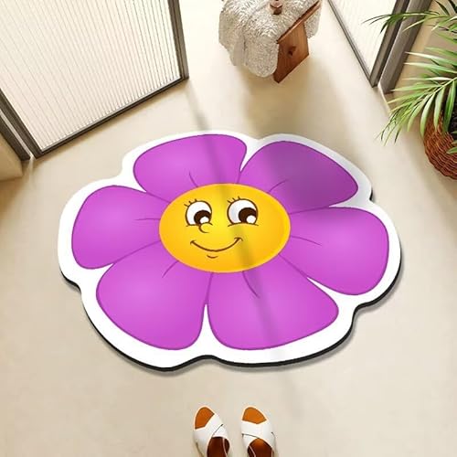 BNMKYTWASJP 3D-Bodenmatte aus Kristallsamt, große Blume, Badezimmertür (A-08,60 x 60 cm) von BNMKYTWASJP