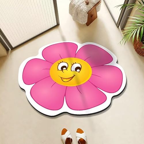 BNMKYTWASJP 3D-Bodenmatte aus Kristallsamt, große Blume, Badezimmertür (A-09,90 x 90 cm) von BNMKYTWASJP