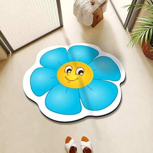 BNMKYTWASJP 3D-Bodenmatte aus Kristallsamt, große Blume, Badezimmertür (A-10,90 x 90 cm) von BNMKYTWASJP