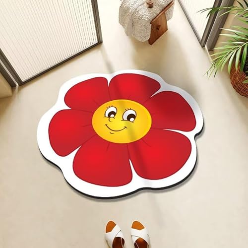 BNMKYTWASJP 3D-Bodenmatte aus Kristallsamt, große Blume, Badezimmertür (A-11,80 x 80 cm) von BNMKYTWASJP