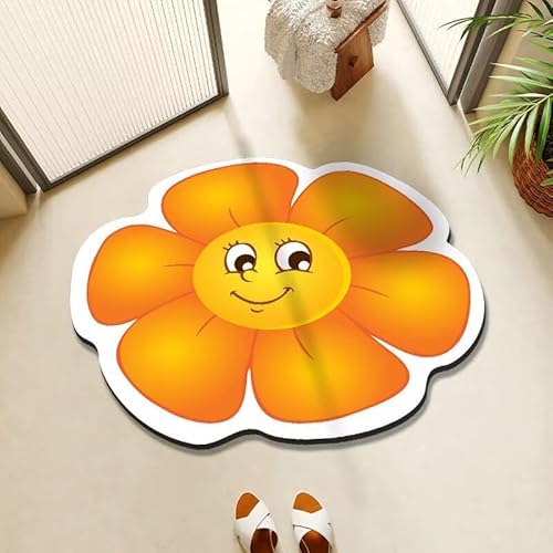 BNMKYTWASJP 3D-Bodenmatte aus Kristallsamt, große Blume, Badezimmertür (A-13,80 x 80 cm) von BNMKYTWASJP