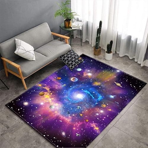 BNMKYTWASJP 3D Planet Teppich Schlafzimmer Nachttisch Teppich Vollbodenmatte Wohnzimmer (A-02,120 x 160 cm) von BNMKYTWASJP