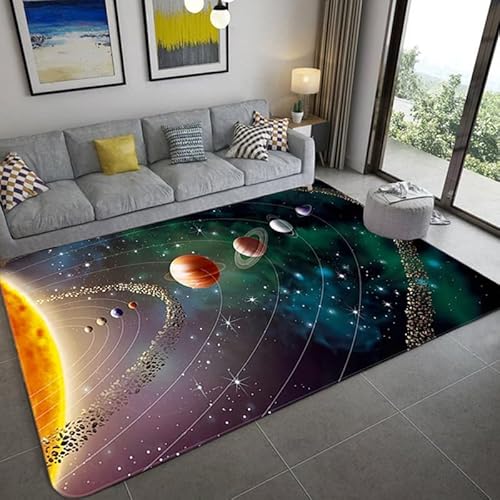 BNMKYTWASJP 3D Planet Teppich Schlafzimmer Nachttisch Teppich Vollbodenmatte Wohnzimmer (A-07,120 x 160 cm) von BNMKYTWASJP