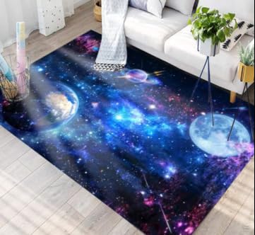 BNMKYTWASJP 3D Planet Teppich Schlafzimmer Nachttisch Teppich Vollbodenmatte Wohnzimmer (A-11,100 x 160 cm) von BNMKYTWASJP
